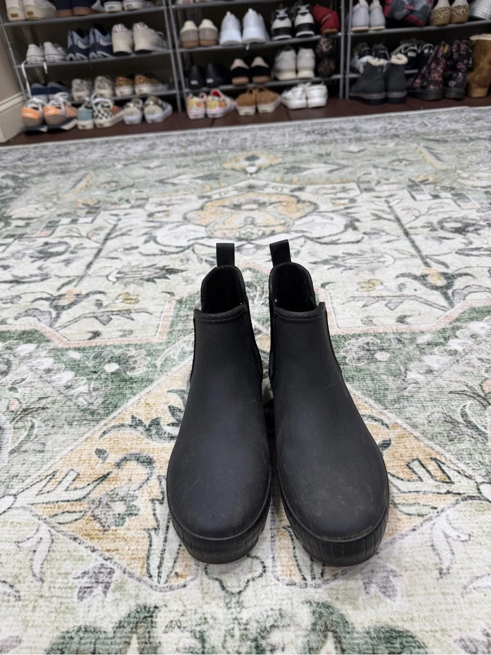 Sperry Matte Black Slip-On Chelsea Rain Boots